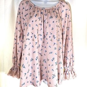 3/$20 Cato L Gathered Neck Floral Top